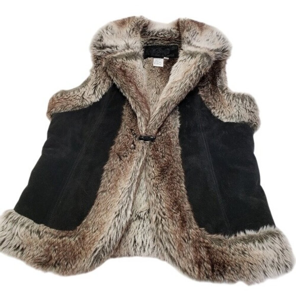 LAL Live a Little Leather Womens Faux Fur Trim Vest Size Small - Picture 4 of 5
